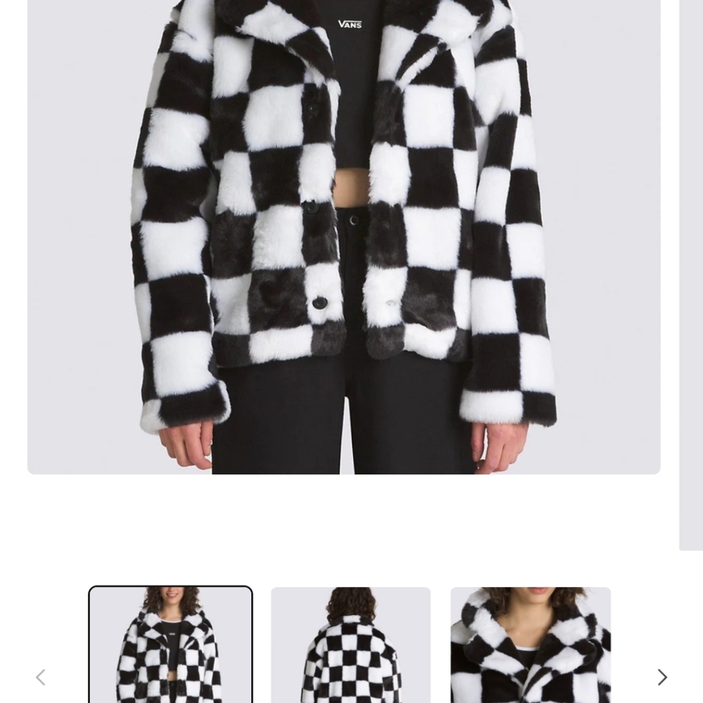 VANS Natasha checkered fur jacket small